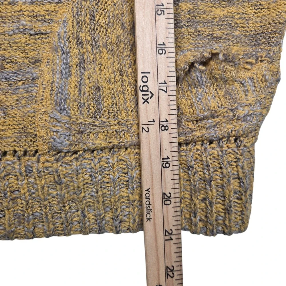 Free People Sweater Womens Small Yellow Marled Knit Cropped Slouchy Pockets Boho
